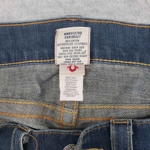 True Religion Blue Jeans Mens 32x32 Button Fly Denim Pants Medium Wash USA Made - Picture 4 of 9